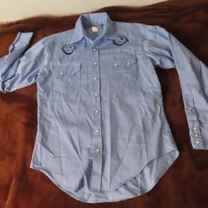 Rockmount Ranch Wear LIGHT BLUE  WESTERN  embroidered shirt XS gaucho style